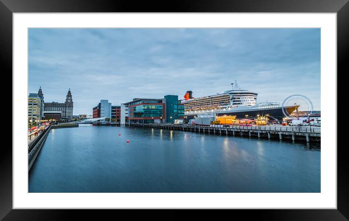 Queen Mary 2 docked in Liverpool Framed Mounted Print by Jason Wells