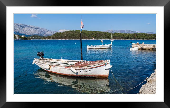 Small fishing boats in Korcula Framed Mounted Print by Jason Wells