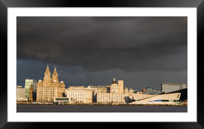 Dramatic clouds over the Liverpool skyline Framed Mounted Print by Jason Wells