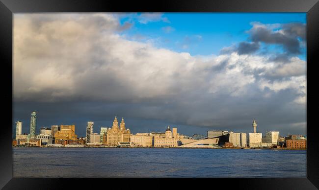 Clouds pass over the Liverpool skyline Framed Print by Jason Wells