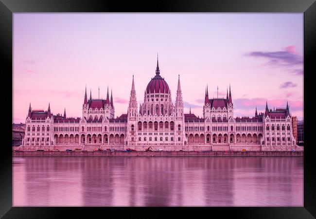 Hungarian Parliament Building at dusk Framed Print by Jason Wells