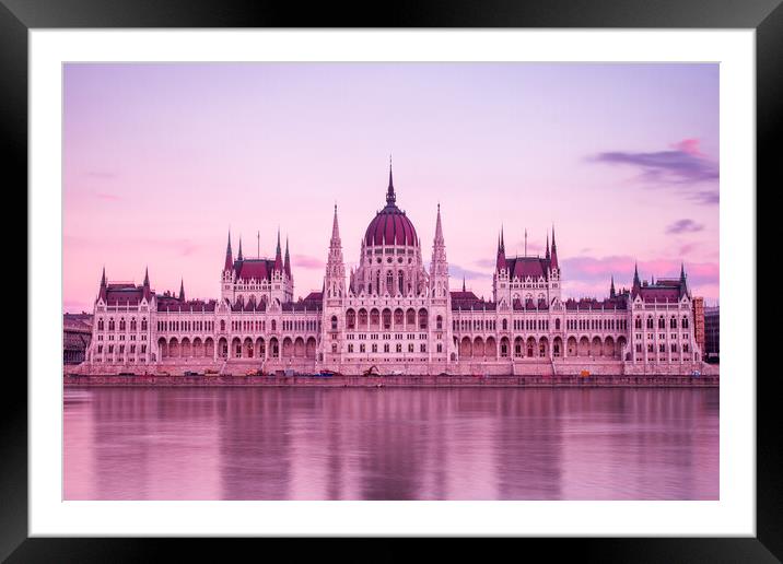 Hungarian Parliament Building at dusk Framed Mounted Print by Jason Wells