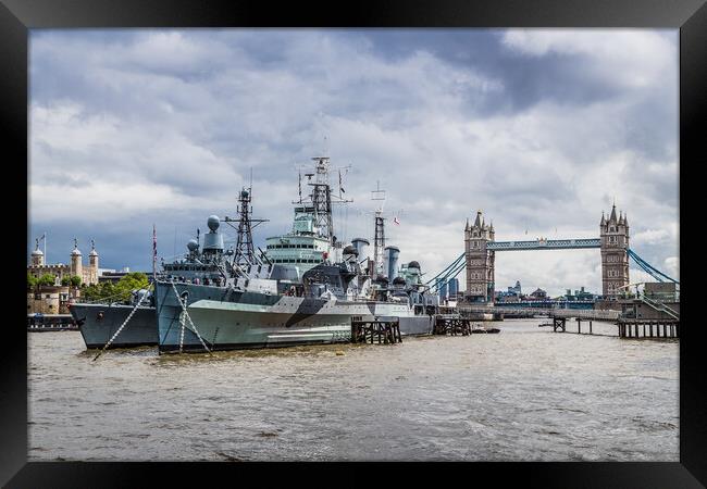 HMS Belfast in London Framed Print by Jason Wells