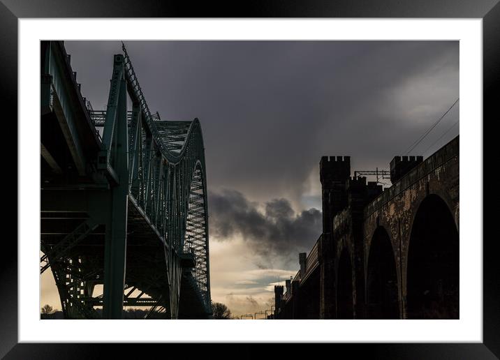 Looking up at the Runcorn Bridges Framed Mounted Print by Jason Wells