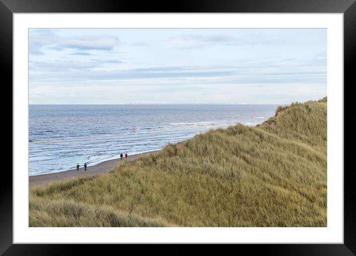 Overlooking the sand dunes at Formby towards Blackpool Framed Mounted Print by Jason Wells