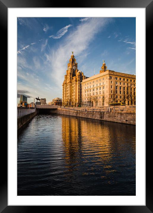 Reflections of the Liver Building at dusk Framed Mounted Print by Jason Wells