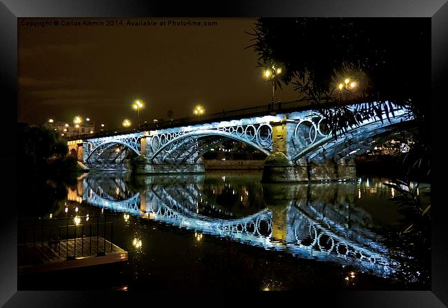 Sevilla - Spain - Triana Bridge by Night Framed Print by Carlos Alkmin