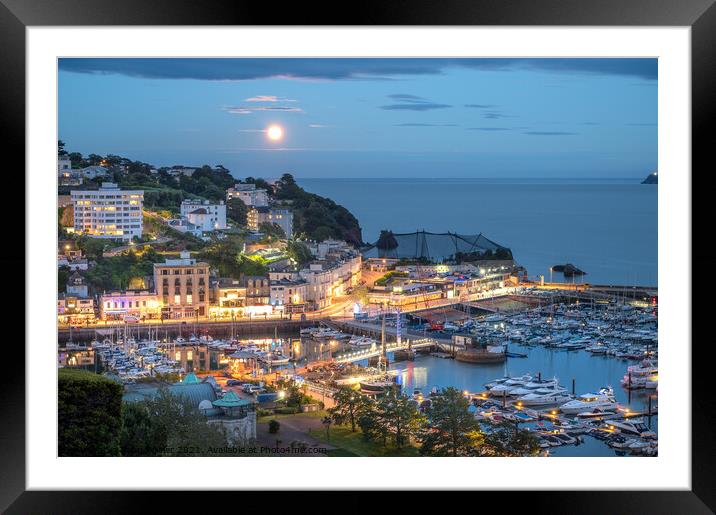 Torquay By Moonlight Framed Mounted Print by John Fowler