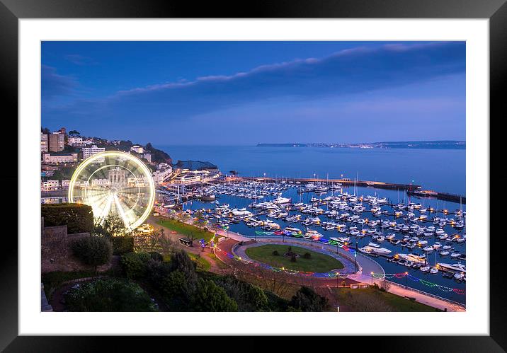 Torquay Harbour and Wheel Framed Mounted Print by John Fowler