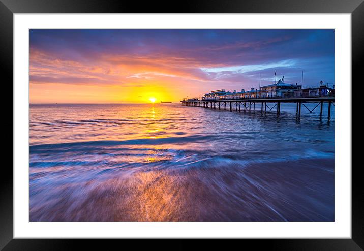 Paignton Pier at Sunrise Framed Mounted Print by John Fowler