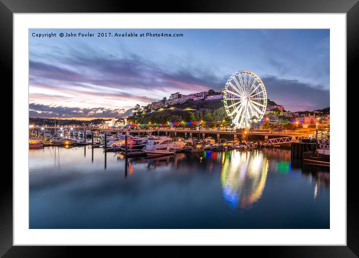 Torquay Harbour at Twilight Framed Mounted Print by John Fowler