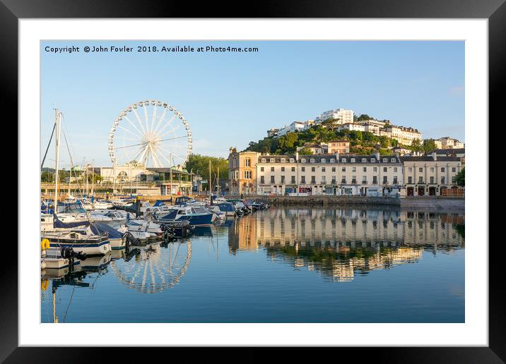 Reflections Of Torquay Harbour  Framed Mounted Print by John Fowler