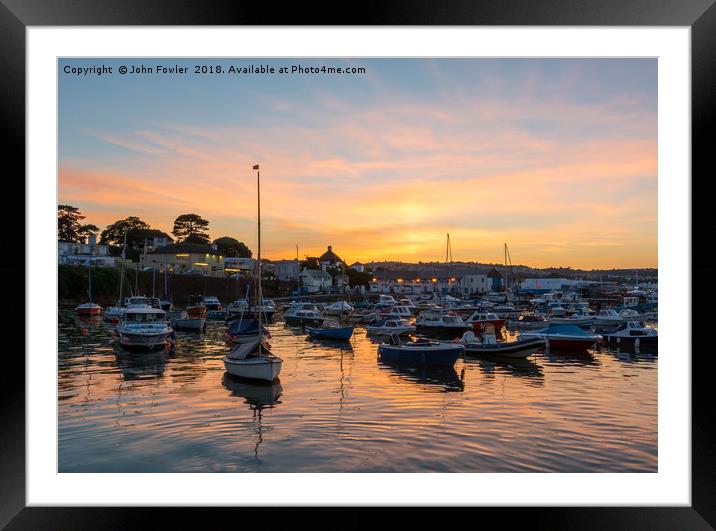  Paignton Harbour Sunset Framed Mounted Print by John Fowler
