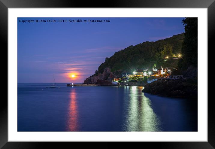  Babbacombe Beach By Moonlight Framed Mounted Print by John Fowler