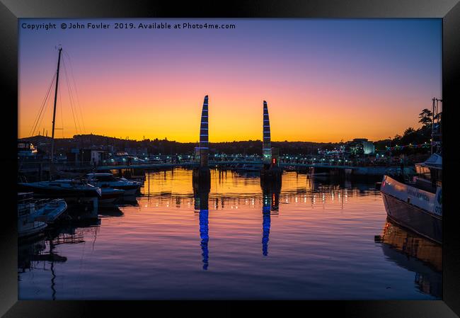  Torquay Harbour Sunset Framed Print by John Fowler