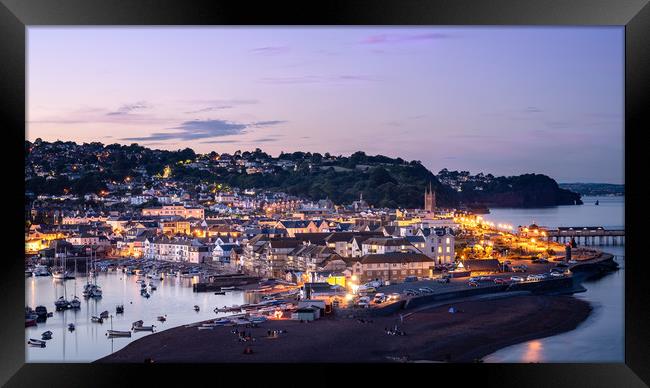Teignmouth At Twilight Framed Print by John Fowler