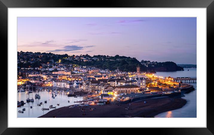 Teignmouth At Twilight Framed Mounted Print by John Fowler