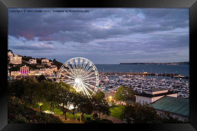  Torquay Harbour at Twilight Framed Print by John Fowler