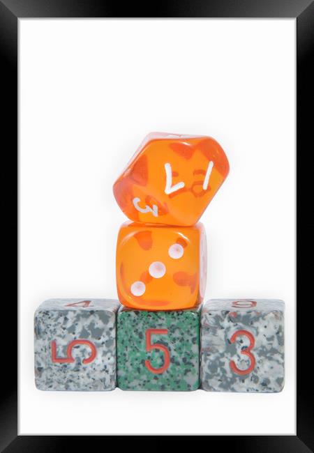 Dice stack on white Framed Print by Ivan Kovacs