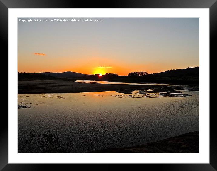 Sun going down over the Umfolozi Framed Mounted Print by Alex Haines