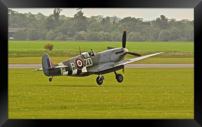 Spitfire touchdown at Duxford Framed Print by Alex Haines