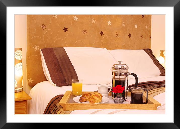 Romantic Continental  Breakfast in Bedroom Framed Mounted Print by Richard Pinder