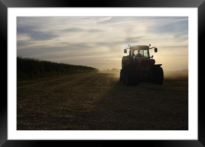 Baling Straw on the East Yorkshire Wolds at Harves Framed Mounted Print by Richard Pinder