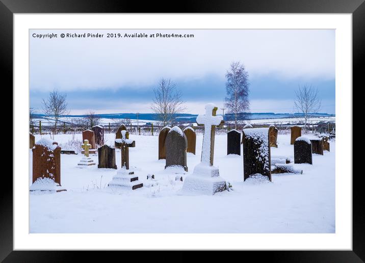 Snow Covered Yorkshire Graveyard. Framed Mounted Print by Richard Pinder
