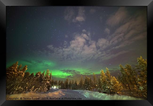 The Aurora Glows in the distance  Framed Print by Teresa Cooper