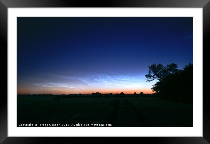 Noctilucent clouds glow over open fields  Framed Mounted Print by Teresa Cooper