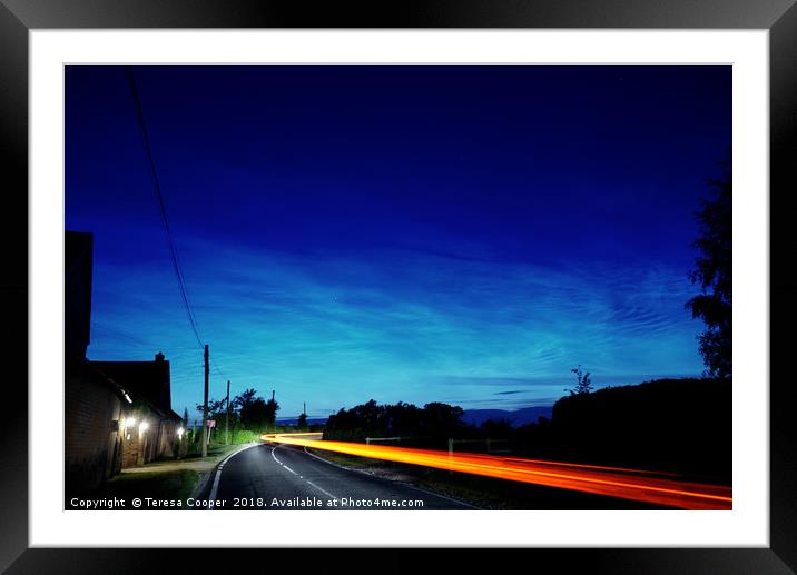 Noctilucent clouds glow above the cars  Framed Mounted Print by Teresa Cooper