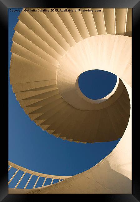 twisted stairs down Framed Print by Arletta Cwalina