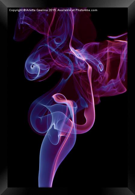 blue pink whirl twisted smoke abstract  Framed Print by Arletta Cwalina