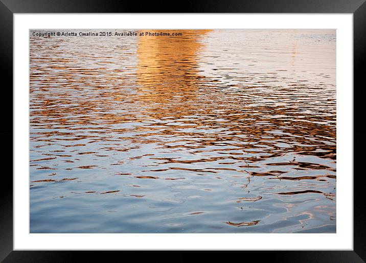 Water reflections blue ripples Framed Mounted Print by Arletta Cwalina