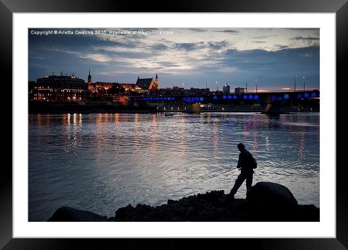 Old Town across Vistula River Framed Mounted Print by Arletta Cwalina