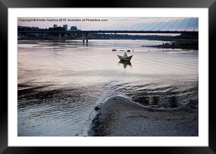 Dry Vistula River twilight view Framed Mounted Print by Arletta Cwalina