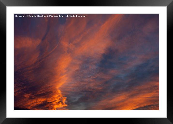 Brooding orange sunset clouds Framed Mounted Print by Arletta Cwalina