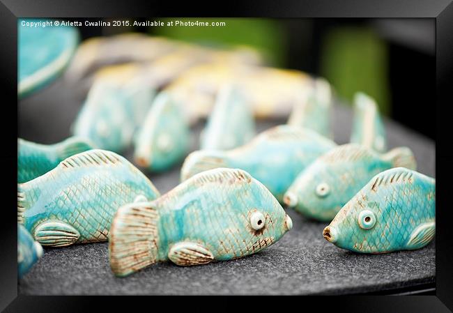 Tiny fish ceramic decorations Framed Print by Arletta Cwalina