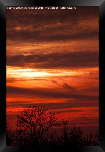 Calming red sunset sky Framed Print by Arletta Cwalina