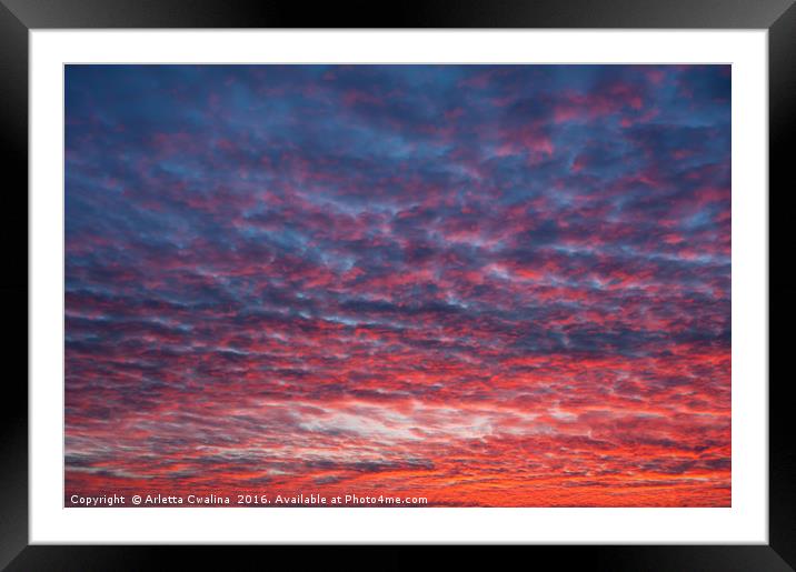 Spectacular red blue sunset sky Framed Mounted Print by Arletta Cwalina