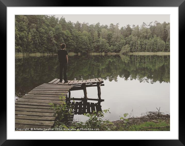 Loneliness by the lake Framed Mounted Print by Arletta Cwalina