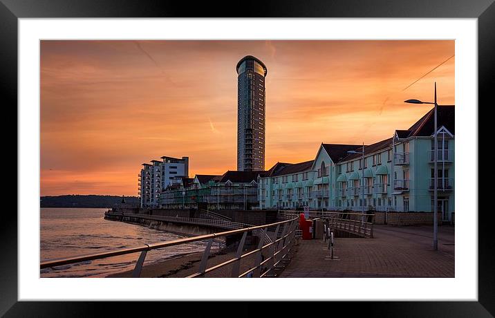 Swansea Seafront Sunset Framed Mounted Print by Dean Merry