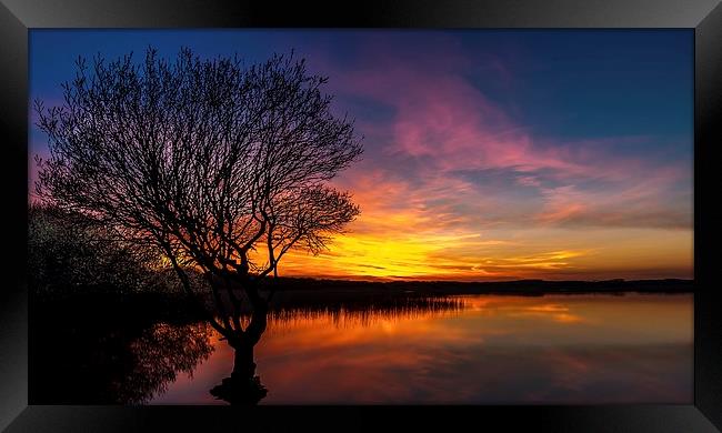  Fire in the Sky, Kenfig pool Framed Print by Dean Merry