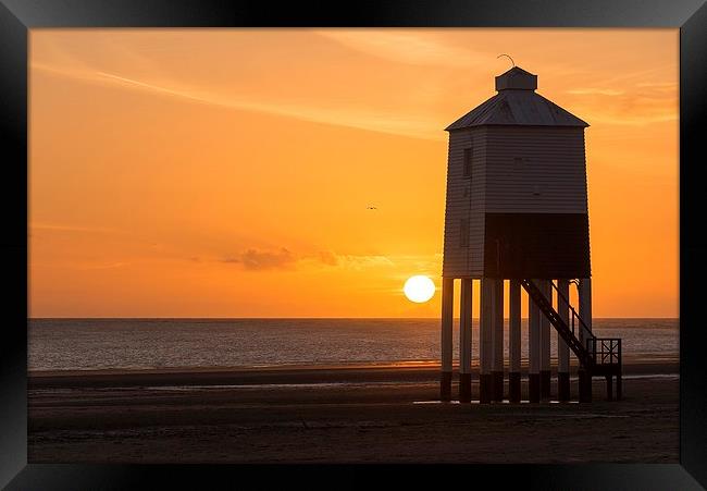   The legged Lighthouse, Burnham-on-sea Framed Print by Dean Merry