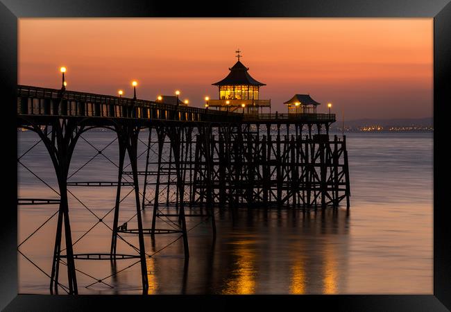 After the sun sets at Clevedon Pier Framed Print by Dean Merry