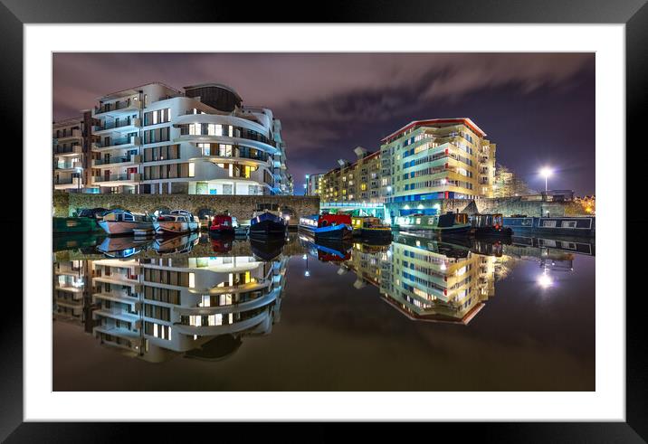 Bristol Apartments and canal boats Framed Mounted Print by Dean Merry
