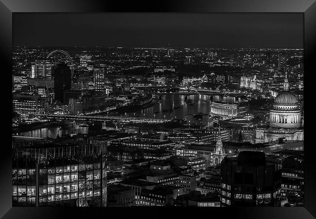 London city skyline at night Framed Print by andy myatt
