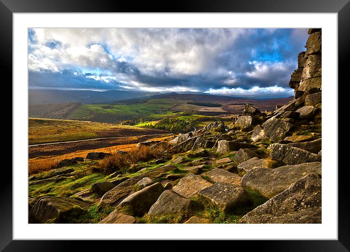 Stanage Edge The Peak District Framed Mounted Print by andy myatt