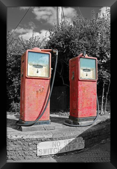 Old fashioned Petrol pumps Framed Print by Michael Hopes