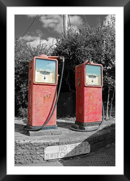 Old fashioned Petrol pumps Framed Mounted Print by Michael Hopes